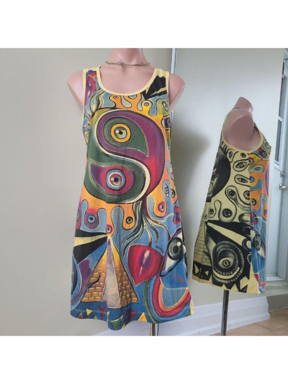 Mirror Colorful Eyes Graphic Abstract Goth Tank Dress (One Size)